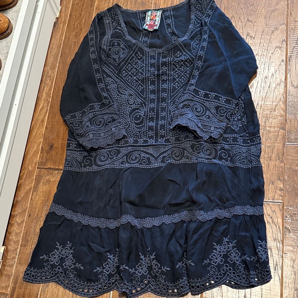 Johnny Was Black Embroidered Top